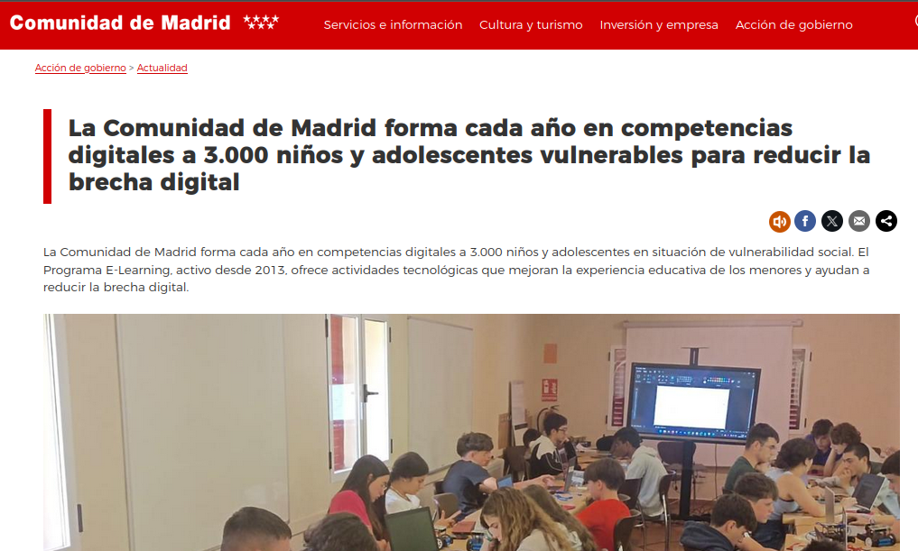 Fundación Sanders reconocida por la Comunidad de Madrid en su compromiso con la formación digital de menores vulnerables